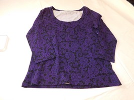 Unbranded womens 3/4 Sleeve T Shirt S Small Purple Black Stretch NWOT - £12.15 GBP