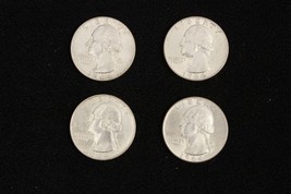 4 US Quarters Coins 1964 90 Percent Silver Readable Dates Philadelphia #20 - £24.19 GBP