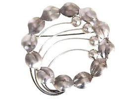 Vintage RETRO Brooch HSB Sterling LeafBerries Wreath 1930S - $31.01