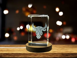 LED Base included | Taurus Zodiac Sign 3D Engraved Crystal Keepsake Gift - £31.96 GBP+