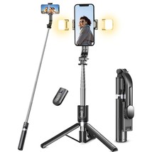 Selfie Stick Tripod With Light, 45'' Extra Long Selfie Sticks With Wireless Remo - £29.81 GBP