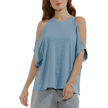 NWT Womens Size Medium Nordstrom Vince Camuto Simple Stripe Cold Shoulder Top - £23.49 GBP