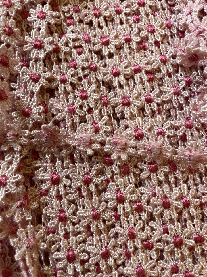2 Y   pink fuchsia daisy flower Venise Venice Narrow   lace trim 1/2&quot; US... - $1.59