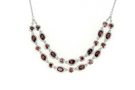 Created Garnet 18 inch Necklace REAL SOLID .925 STERLING SILVER 12.0 g - £154.12 GBP