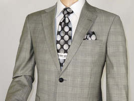 Men Suit BERLUSCONI Turkey Italian Wool 180's Glenn Plaid K167-06 Black White image 8