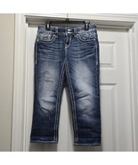 Vigoss Women Chelsea Stretch Capri Denim Jeans Contrast Stitch Jewel Wom... - $33.08 CAD