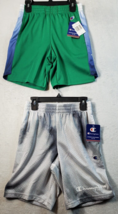 Pair Of Champion Shorts Youth Small Gray Green Polyester Pockets Elastic Waist - £14.14 GBP