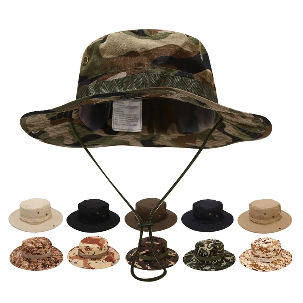 Camouflage Boonie Men Hat Tactical US  Bucket Hats Military Multicam Panama - £12.40 GBP+