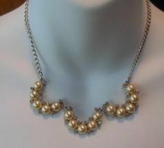 Faux Pearl &amp; Rhinestone Silver-tone Collar Necklace - $23.27