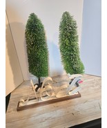 21&quot; Green Bottle Brush Trees by Ashland w/ Metal Noel Decor Christmas Ho... - $58.91 CAD