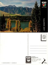 New Zealand Lake Wakatipu Snow Mountains Autumn Fall Pine Trees Vintage Postcard - £7.49 GBP