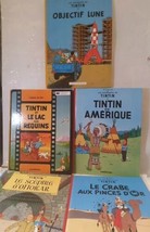 Lot Of Five Books Herge Objectif Lune Les Aventures De Tintin Casterman Reprint - £37.17 GBP