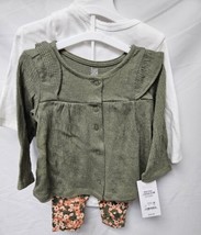 Carter's Just One You Baby Girls' 6M Floral Long Sleeve Top & Bottom Set - Olive image 2