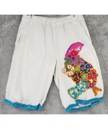 Cynthia Rowley Shorts Womens Medium White Linen Embroidered Patchwork Ca... - £26.98 GBP