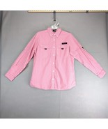 Simply Southern Pink Gingham Button Down Shirt Women&#39;s S Vented Long Slv... - $35.16 CAD