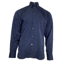 Tom Ford Leopard Print Long Sleeve Shirt In Silk Men Blue Size 52 - $517.75