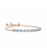 ANGARA Aquamarine and Diamond Tennis Bolo Bracelet for Women in 14K Soli... - £1,528.89 GBP