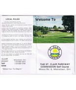 Golf Scorecard St Clair Parkway Commission Golf Mooretown Ontario - £3.11 GBP