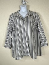 Maggie Barnes Womens Plus Size 4X Gray Striped Non-Iron Button-Up Shirt - £15.82 GBP