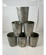 Set Of 6 Chinese Huikee Swatow Dragon Image Pewter Shot Glass Cups - $941.50 MXN