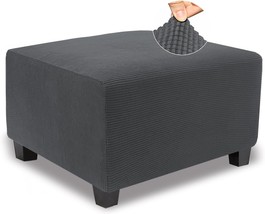 Stretch Ottoman Cover Square,Soft Knitted Jacquard Large Square Ottoman,... - $35.99
