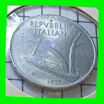1955-R Italy 10 Lire Aluminum Coin - Vintage World Coin - £11.50 GBP