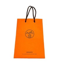 Authentic Hermes small Gift bag 8.5x6x3” Orange Shopping For Jewelry Scarf - £18.38 GBP