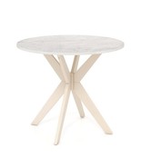 36-Inch Mid Century Modern Kitchen Table with Faux Marble Tabletop and S... - $217.45