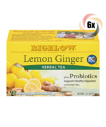 6x Boxes Bigelow Lemon Ginger Probiotics Herbal Tea | 18 Pouches Each | ... - $34.84