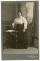 Circa 1890s Cabinet Card Dow Lovely Older Woman Posing by Desk Ogdensburg, NY - £7.18 GBP