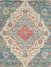 HomeRoots 352368 5 x 7 ft. Jute Blue &amp; Red Area Rug - £137.43 GBP