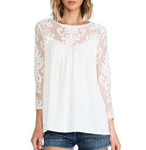 For Love &amp; Lemons Womens Blouse Bonita Solid White Size Xs T1188R - £30.47 GBP