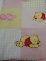 Disney Baby Pooh Piglet sleeping pink fleece blanket soft gingham patchwork - £7.88 GBP