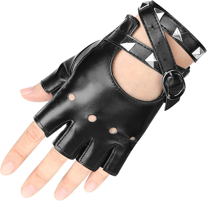 Accmor Leather Punk Gloves Fingerless Gloves for Women Driving Cycling Sports Co Item image 4