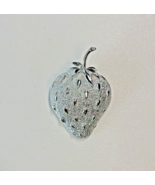 Sarah Coventry Strawberry Brooch Pin, Textured Silver Tone Fruit  2&quot; Vtg... - $9.40 CAD