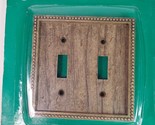 Edmar Creation Faux Wood Gold Trim Double Toggle Switch Plate Cover Vint... - $18.76