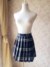 Navy Plaid Skirt Outfit Women Girl Pleated Plaid Skirt Navy Plaid Mini Skirts image 1
