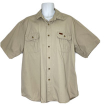 Carhartt Shirt Men&#39;s size XL Short Sleeved Heavy Cotton Button Front Shirt Beige - £21.10 GBP
