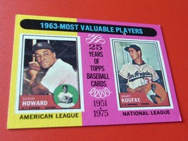 1975 Elston Howard / Sandy Koufax 1963 Mv Ps #201 Topps Baseball Nm / Mint+ - £52.59 GBP