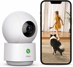 Aosu 2K Security Camera Indoor, Baby Monitor Pet Camera 360-Degree For Home - £34.42 GBP