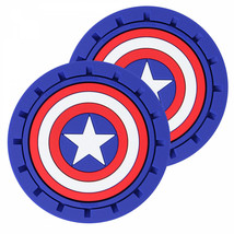 Captain America Shield Logo Car Cup Holder Coaster 2-Pack Blue - £14.93 GBP