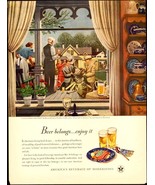 Beer Belongs, Large 1946 Magazine Ad with art by Stevan Dohanos - $8.00
