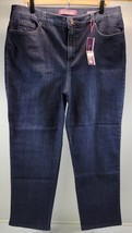 L23) Women&#39;s Gloria Vanderbilt Amanda Dark Wash Blue Jeans Pants Size 16 Short - £19.77 GBP
