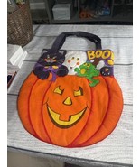 Vintage HALLOWEEN Trick or Treat Candy Bag Handmade Cloth Fabric 14 Inch - $285.59 MXN