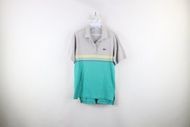 Vintage 80s Izod Lacoste Mens Medium Faded Croc Logo Rainbow Striped Polo Shirt - £37.21 GBP