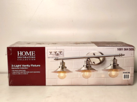 Home Decorators Glenhurst 25 in. 3-Light Brushed Nickel Bathroom Vanity Light - £38.32 GBP