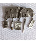 Vintage JJ JONETTE Pewter Sold House Realtor Brooch P - $8.14 CAD