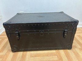 Vintage Military Storage Chest trunk coffee table box wwii US foot locker Black - £100.53 GBP