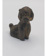 Vintage Miniature Brass Sitting Poodle Dog Figure - $36.71