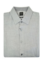Hugo Boss Mens Grey Dobby Regular Fit Linen Button Down Shirt Sz Large L... - $168.29